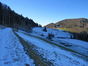 Картинка природа пейзажи дорога деревья снег