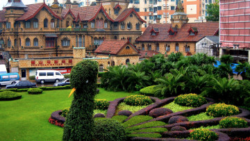 Картинка города -+пейзажи дома сквер