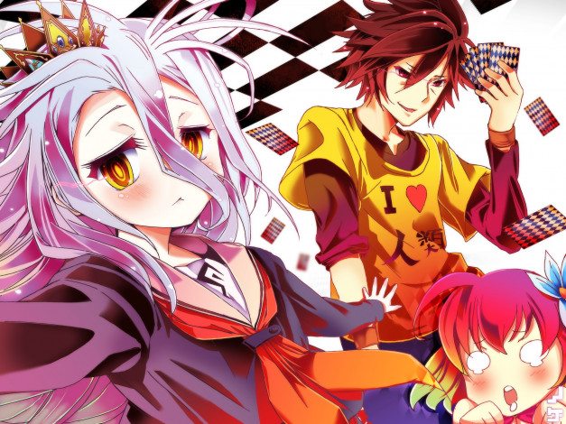 Обои картинки фото аниме, no game no life, фон, взгляд, девушка