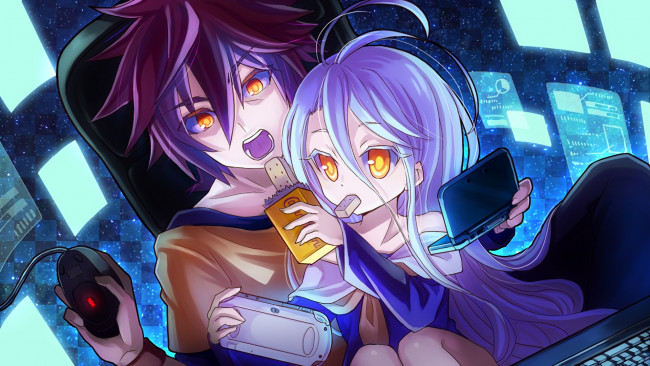 Обои картинки фото аниме, no game no life, фон, девушка, взгляд