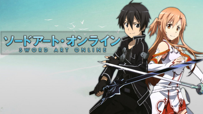Обои картинки фото аниме, sword art online, девушка, взгляд, фон