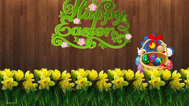 Обои картинки фото праздничные, пасха, цветы, яйца
