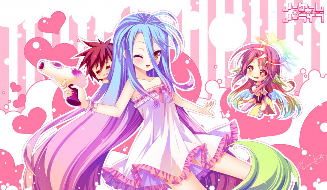 Обои картинки фото аниме, no game no life, взгляд, фон, девушка