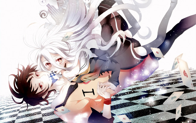 Обои картинки фото аниме, no game no life, девушка, фон, взгляд