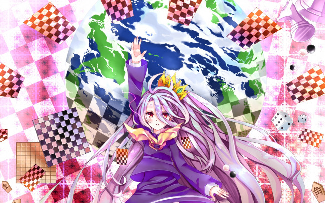 Обои картинки фото аниме, no game no life, взгляд, девушка, фон