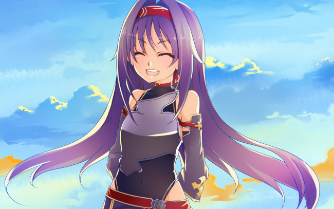 Обои картинки фото аниме, sword art online, фон, взгляд, девушка