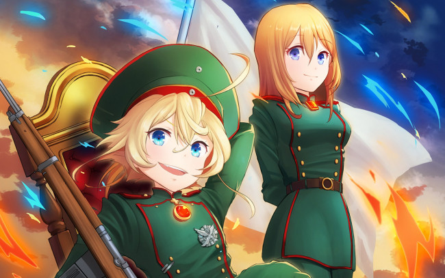 Обои картинки фото аниме, youjo senki, tanya, degurechaff, viktoriya, ivanovna
