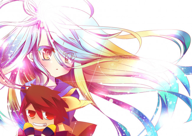 Обои картинки фото аниме, no game no life, фон, взгляд, девушка