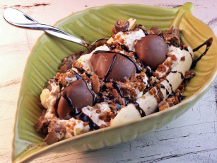 Картинка еда мороженое +десерты шоколад банан десерт