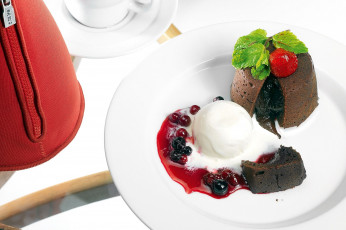 Картинка еда мороженое +десерты мята шоколадный фондан