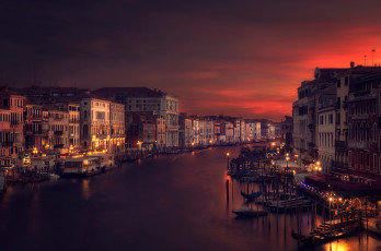 Картинка города венеция+ италия огни дома канал