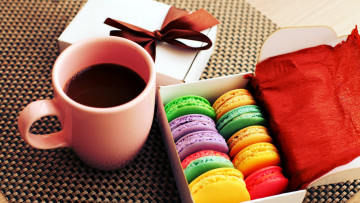 Картинка еда макаруны кофе подарок