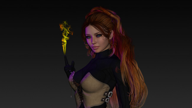 Обои картинки фото 3д графика, фантазия , fantasy, фон, взгляд, девушка