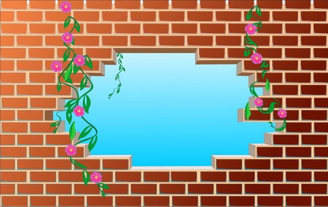 Обои картинки фото векторная графика, цветы , flowers, стена, фон, цветы