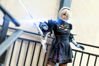 обоя девушки, - креатив,  косплей, 2в, андроид, девушка, оружие