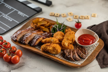 Картинка еда мясные+блюда мясо жареное соус тарелка сервировка