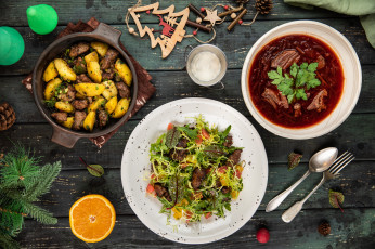 Картинка еда разное щи картофель салат