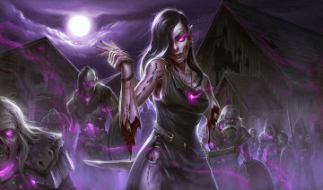 Картинка фэнтези нежить девушка существа фон взгляд рука