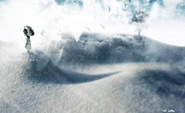 Картинка разное компьютерный+дизайн девушка зонт снег дождь