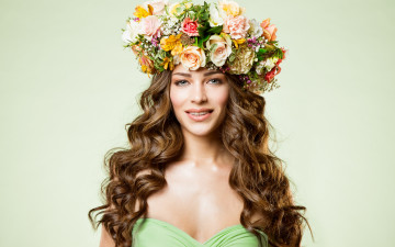 Картинка девушки -+лица +портреты цветы стиль портрет венок локоны