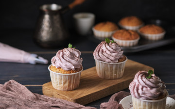 Картинка еда пирожные +кексы +печенье листья крем десерт кексы мяты