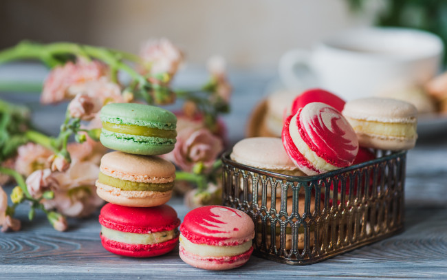 Обои картинки фото еда, макаруны, colorful, печенье, macarons