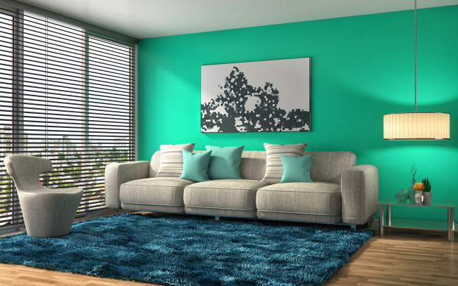 Обои картинки фото интерьер, гостиная, диван, кресло, подушки