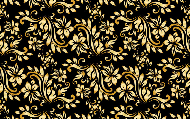 Обои картинки фото разное, текстуры, цветы, фон, узор, черный, золотой