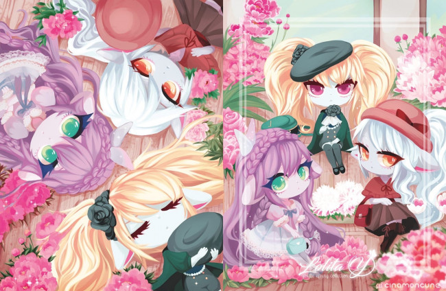 Обои картинки фото видео игры, league of legends, lulu, tristana, poppy, цветы