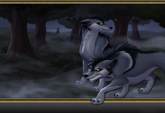 Картинка видео+игры twin+skies волки пара деревья