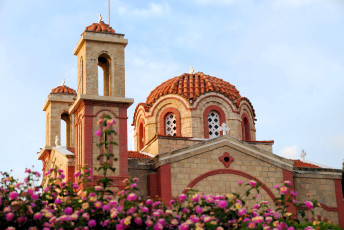 обоя пафос,  республика кипр, города, - православные церкви,  монастыри, церковь, храм, цветы, кусты