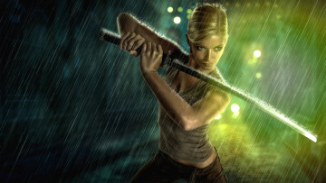 Картинка рисованное люди девушка с мечом