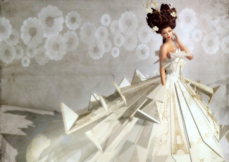 Картинка 3д графика people люди девушка платье прическа