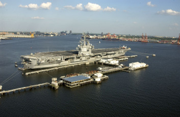 Картинка uss ronald reagan корабли порты причалы norfolk авианосец