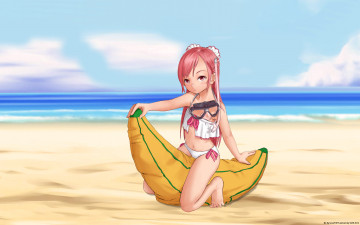 Картинка аниме *unknown другое маска банан море пляж девушка