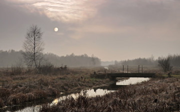 Картинка природа другое вечер пейзаж речка поле