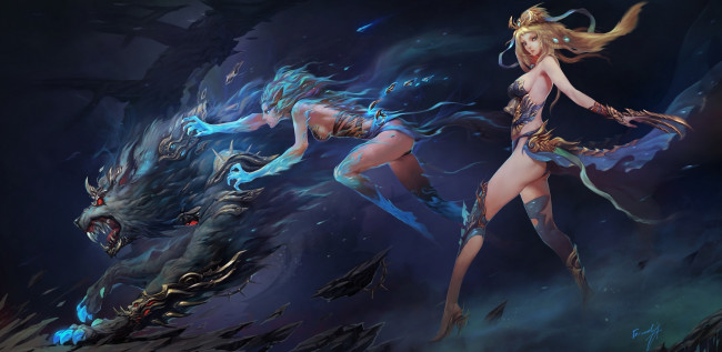 Обои картинки фото фэнтези, эльфы, когти, волк, осколки, шипы