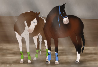 Картинка рисованные животные лошади