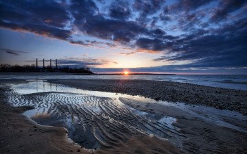 Картинка природа восходы закаты пляж закат тучи океан отлив