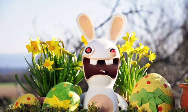 Обои картинки фото пасха, праздничные, кролик, яйца