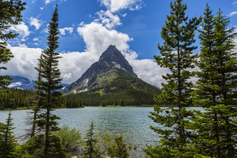 Картинка glacier+national+park++montana природа реки озера park озеро горы парк montana glacier ели