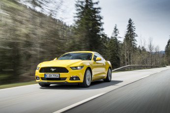 обоя автомобили, ford, eu-spec, mustang, gt, желтый, 2015г