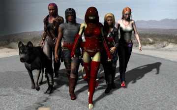 Картинка 3д+графика люди+ people собака фон девушки взгляд