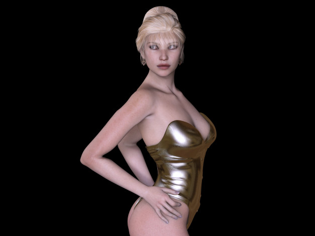 Обои картинки фото 3д графика, люди , people, девушка, взгляд, фон, блондинка