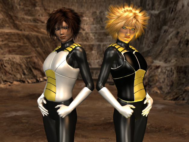 Обои картинки фото 3д графика, люди , people, фон, взгляд, девушки