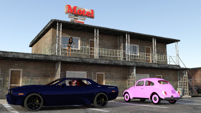 Обои картинки фото автомобили, 3d car&girl, девушки, взгляд, фон, автомобиль