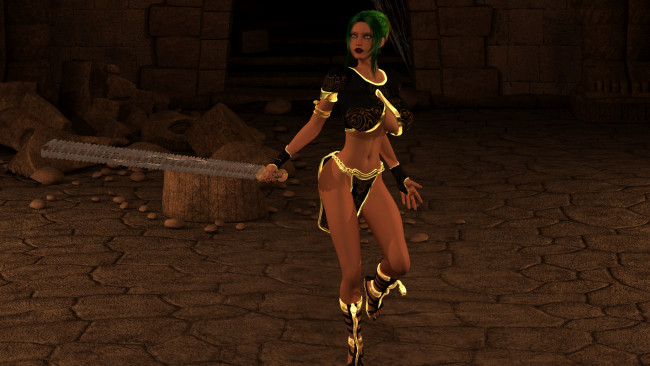 Обои картинки фото dark heresy, видео игры, оружие, фон, взгляд, девушка