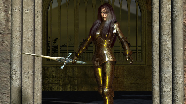 Обои картинки фото видео игры, dark heresy, оружие, взгляд, фон, девушка