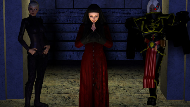 Обои картинки фото видео игры, dark heresy, взгляд, девушки, киборг, фон