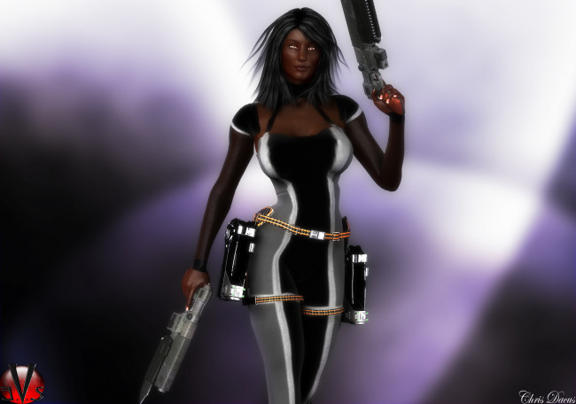 Обои картинки фото 3д графика, фантазия , fantasy, девушка, взгляд, фон, оружие